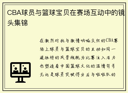 CBA球员与篮球宝贝在赛场互动中的镜头集锦